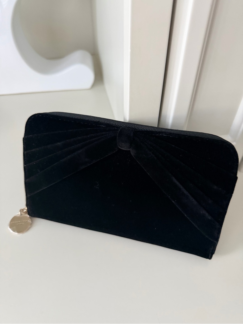 GIORGIO ARMANI Black Velvet Velour Clutch Wallet Flat Pouch